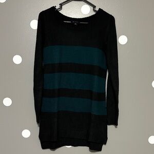 AB Studio Black and Teal Striped Sweater